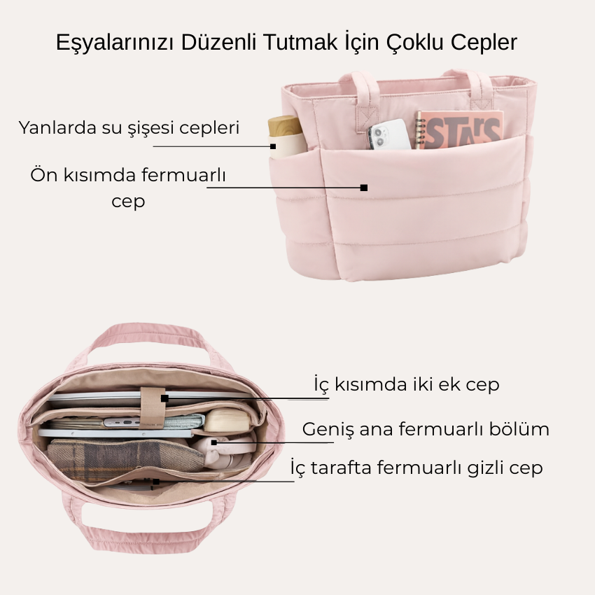 Lerossa | Kapitone Tote Çanta